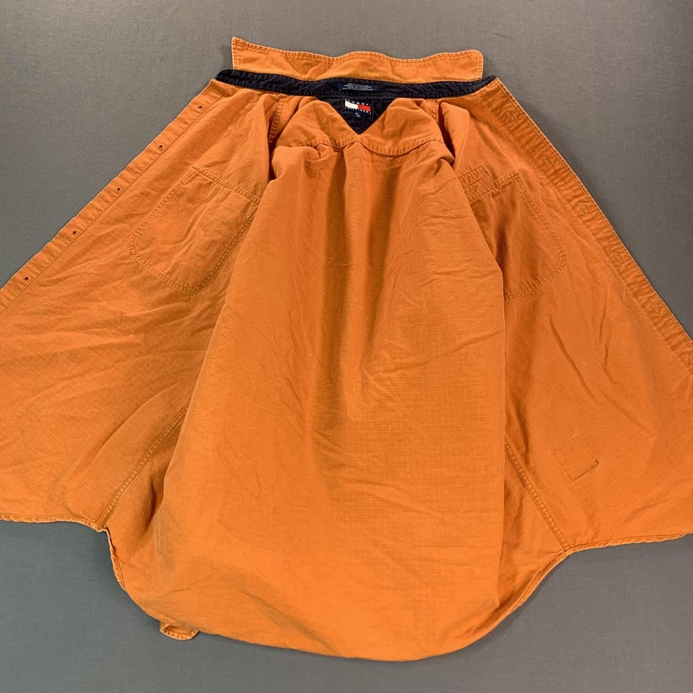 Tommy Hilfiger Shirt Mens Medium Orange Navigator Naval Military Long Sleeve - Picture 7 of 16